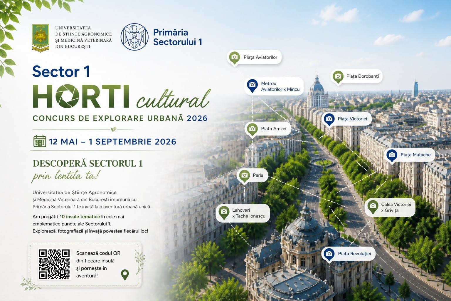 Sector 1 HORTIcultural — Concurs de explorare urbană 2026, 7 mai – 1 septembrie